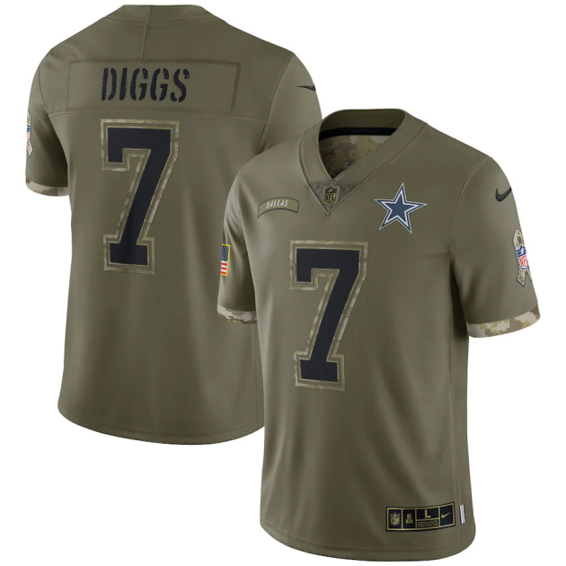 mens nike trevon diggs olive dallas cowboys 2022 salute to service limited jersey